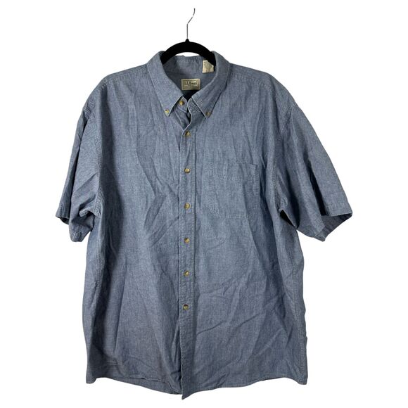 L.L. Bean Vintage Chambray Denim Short Sleeve Button Shirt Men's Size XL - Picture 1 of 3